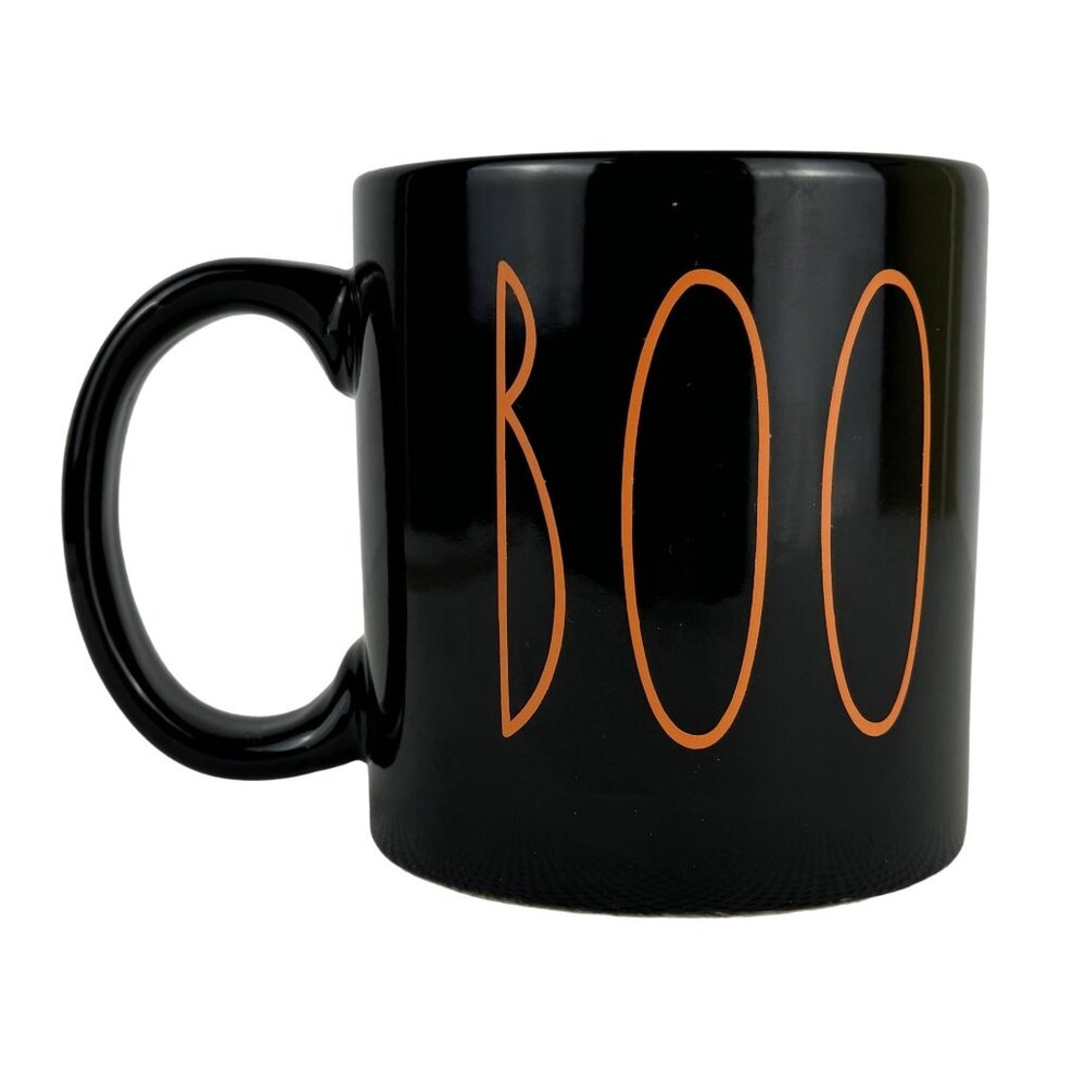 Halloween "Boo" Mug Black Ceramic Coffee Cup Halloween Decor Orange P&B